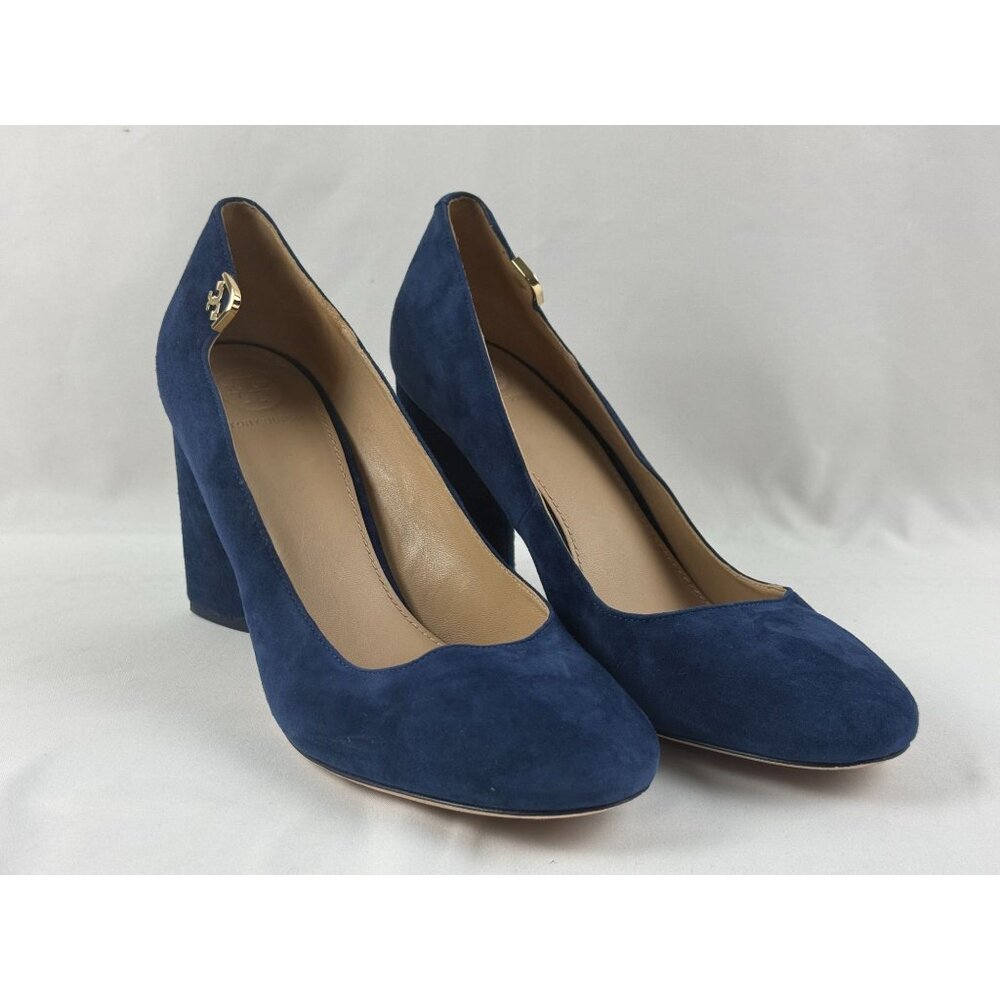 Tory Burch Elizabeth 85mm Round-Toe Pump Royal Navy Suede 9.5 US - Picture 1 of 9